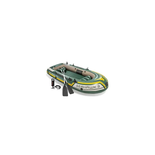 Image of Intex 3Person Inflatable Boat Set with High Output Air Pump (Green)