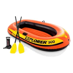 Intex Explorer 300, 3-Person Inflatable Boat Set with French Oars and High