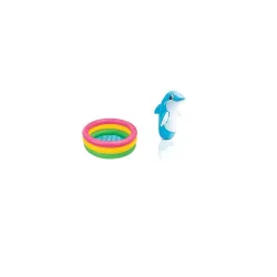 Intex Inflatable Kids Bath Tub, 3 Ft (Multicolor) and 3D Bop Bags, Dolphin (Multicolor)