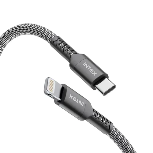 Image of Intex Speed Max 27W Braided Type C to Lightning Fast Charging Cable with 480 Mbps, Data Transfer, Tangle-Free For iPhone
