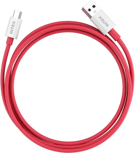 Image of Intex Intex Type C 3 A 1 m Durable Nylon Braided Cable Speed 30W Type C (Compatible with Mobile, Red, One Cable)