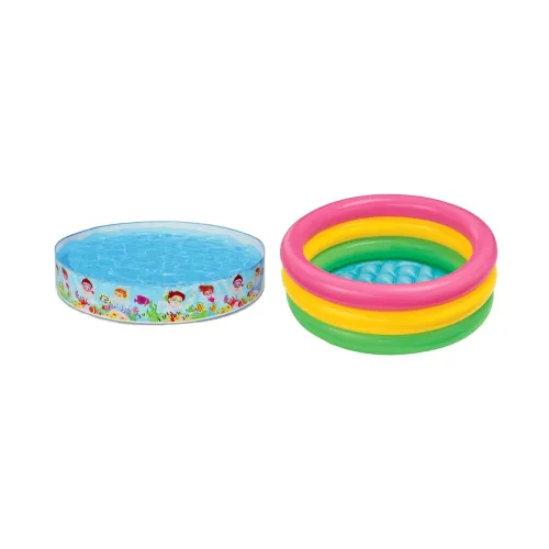 Image of Intex Snap Set Paddling Water Pool (5ft) & Intex Inflatable Kids Bath Tub, 3 Ft