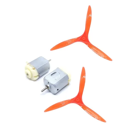 Image of INVENTO 2Pcs 3V - 6V DC Toy Hobby DC Motor 20x15x25mm + 5 inch 3 Blade Fan Propeller Prop fit for 2mm Shaft DC Motor Hob