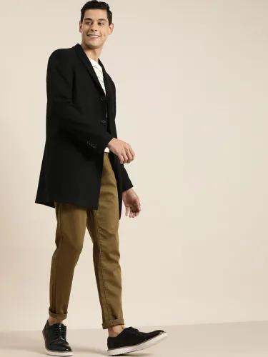 Image of INVICTUS Men Black Solid Single Breasted Slim Fit Blazer