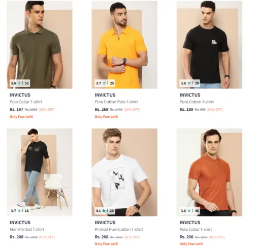 Image of Invictus Men Tshirt Minimum 80% Discount