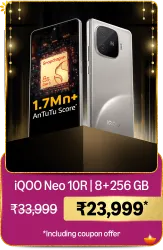 iQOO Neo 10R 5G Smartphone @23999 on Big Billion Day Sale