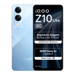 iQOO Z10 Lite 5G (Titanium Blue 2026, 4GB RAM, 64GB Storage) | Dimensity 6300 5G Processor | 50MP Sony AI Camera | 6000 mAh Battery | IP64 Rated & Military Grade Shock-Resistance*