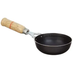 Iron Original Loha/Lokhand/Iron Tadka Pan/Fry Pan with Wooden Handle for Kitchen (5 inch, 12.6 cm)