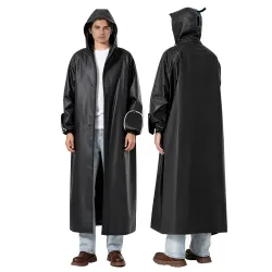 ISABRELLA Long Rain Coat for Men Waterproof, 15000mm H₂O Durable Oxford Unisex Raincoat with Adjustable Wide Brim Hood, Foldable Gloves & Double Zipper for Motorcycle Riding, Hiking