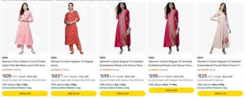 Image of ishin Women's Kurtas upto 75% discount 