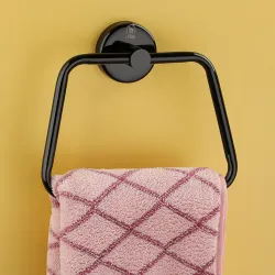 iSTAR Stainless Steel Black Finish Towel Ring/Napkin Ring/Towel Holder/Towel Hanger/Towel Holder for Washbasin and Napkin Holder Stand for Kitchen, Bathroom Square (Pack of 1)