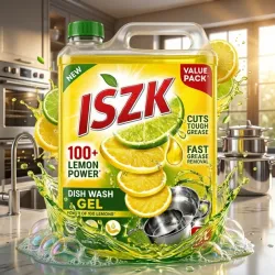 ISZK Dish Wash Liquid 3L Royal Glow Premium Dish Wash Solution Dish Cleaning Gel (Green Lemon, 3 L)
