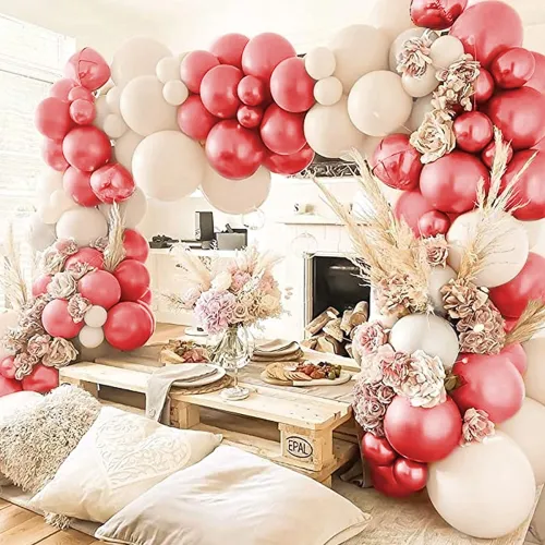 Image of ITAF Red & White Metallic Finish Shiny Balloons For Birthday /Anniversary /Engagement /Wedding /Baby Shower /Farewell /A