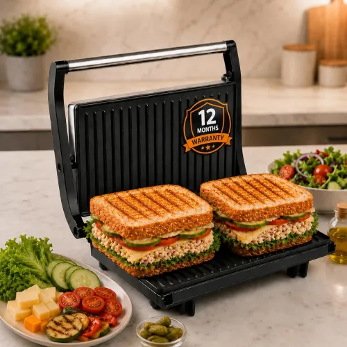 Image of ITALIA 700W Electric Grill Sandwich Maker Non-Stick Plates Auto Temp Control