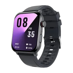 itel Icon 3 Single chip BT Calling, 2.01\' AMOLED, 500 Nits & 24Hr Health Monitor Smartwatch (Dark Chrome Strap, Free Size)