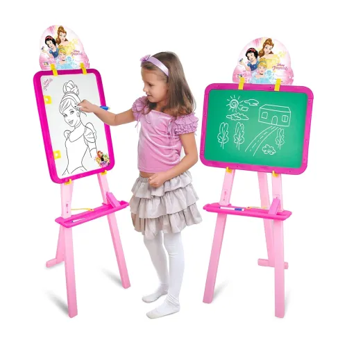 Image of ITOYS Disney Princess Easel Board I 5 in 1 Easel I double sided board with chalk and marker I Education Toy for 4+ year 