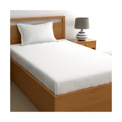 IVAZA 220 Cotton Feel Glace Cotton 1 Single Bedsheet with 1 Pillow Cover (90X60 Inch) White
