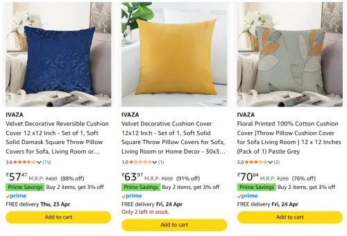 Image of IVAZA Cushion Covers Starting @ ₹57 