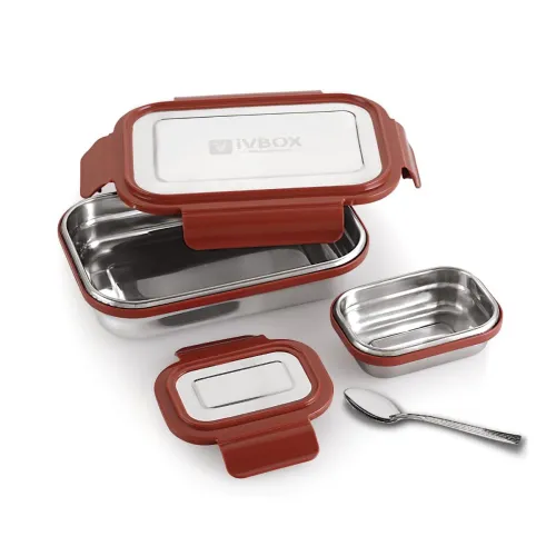 Image of ivbox Slim Lunch Box Set – 2 Stainless Steel, 1050ml