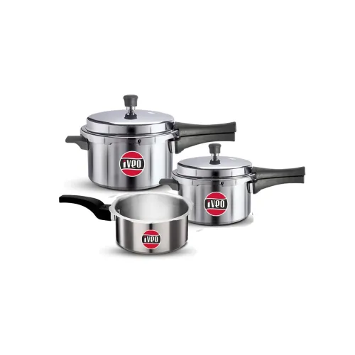 Image of Iveo Toughmade Aluminium Outer Lid Non Induction Pressure Cooker Combo Of 2Liters + 3Liters + 5Liters With 2 Year Warran