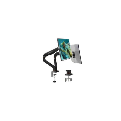 Image of iVOOMi Power X2 Black Dual Monitor Stand for Desk with 100 x 100mm VESA Mount, Adjustable Gas Spring Monitor arm with Gr