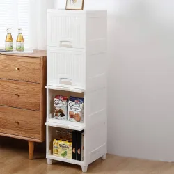 J K INTERNATIONAL 4 Drawer Plastic Storage Cabinet White