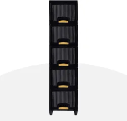 J K INTERNATIONAL 5 Compartments Plastic Chest of Drawers (Black)