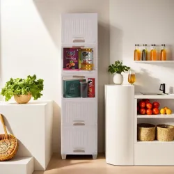 J K International 5 Compartments Plastic Versatile Drawer Storage Organizer White