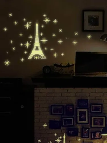 Image of Jaamso Royals Yellow Luminous Eiffel Tower Wall Sticker