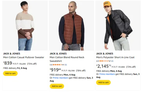 Image of Jack & Jone Men Sweatshirt Minimim 70% Discount