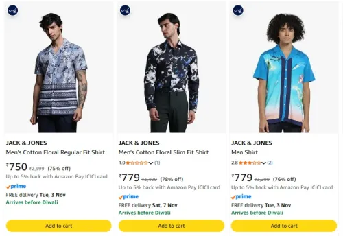 Image of JACK & JONES Abstract Printed Casual Shirt at minimum 71% Discount