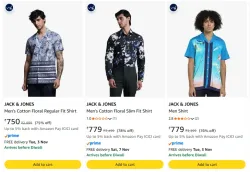 JACK & JONES Abstract Printed Casual Shirt at minimum 71% Discount