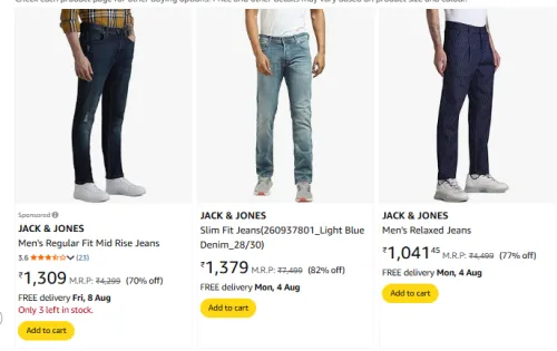 Image of JACK & JONES Men Jeans Minimum 70% Discount