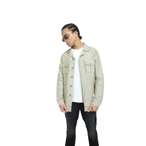 Image of JACK & JONES Men's Standard Length Solid Slim Fit Notch Lapel Collar Jacket