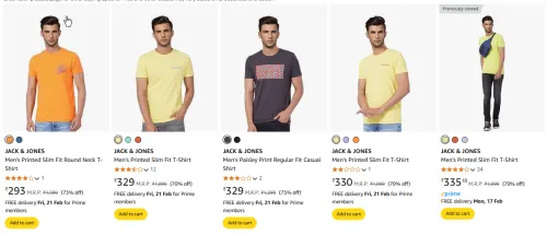 Image of JACK & JONES Men's T-Shirt Starting at ₹293