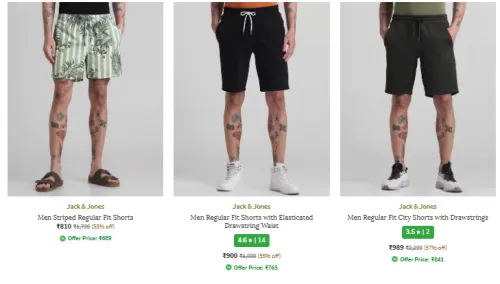 Image of JACK & JONES Men Shorts Minimum 80% Discount