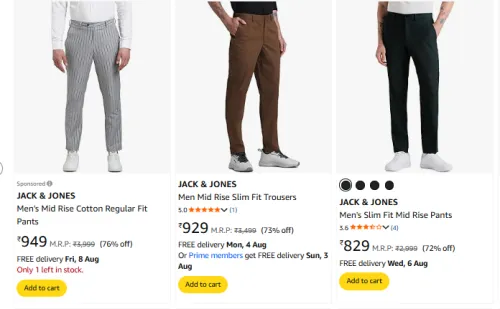 Image of JACK & JONES Men Trouser Minimum 70% Discount