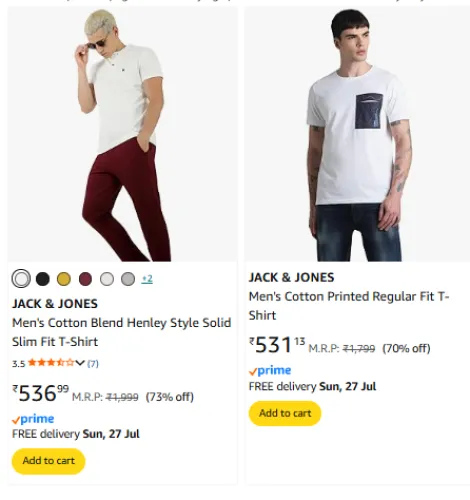 Image of JACK & JONES Men Tshirt Minimum 70% Discount