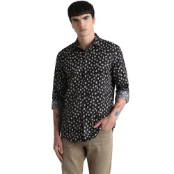 Jack & Jones Mens Cotton Floral Print Slim Fit Spread-Collar Casual Shirt
