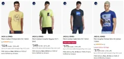 Jack & Jones Mens T-shirt at minimum 75% Discount