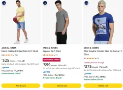 JACK & JONES Mens T-shirt at minimum 70% Discount