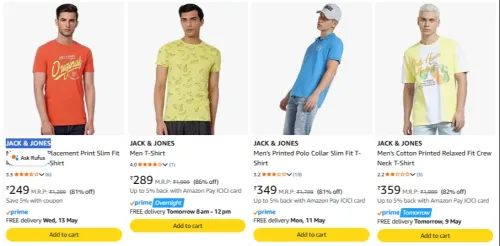 Image of JACK & JONES Men's T-Shirts upto 87% Discount
