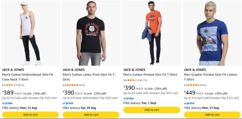 Image of Jack&Jones Men's Tshirts at 70% discount 
