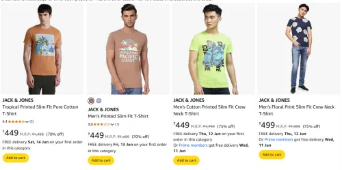 Image of Jack And Jones Men's t-shirts minimum 70% Discount 