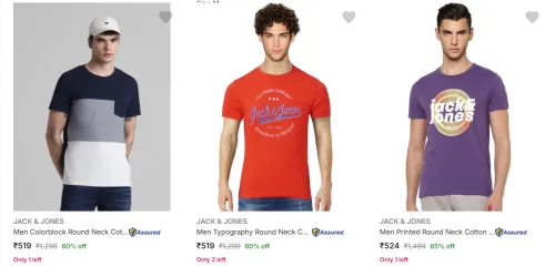 Image of Jack Jones Men's T-Shirts upto 65% Discount