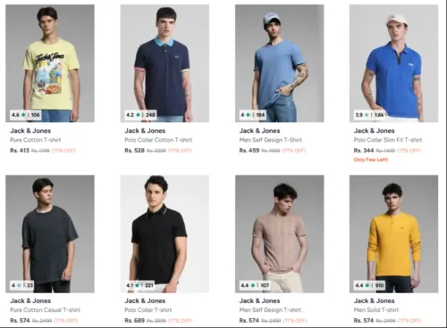 Image of JACK & JONES Men's T-Shirts upto 77% Discount