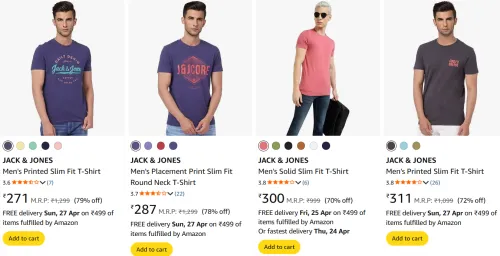 Image of JACK & JONES T-shirts For Men Minimum 70% Discount