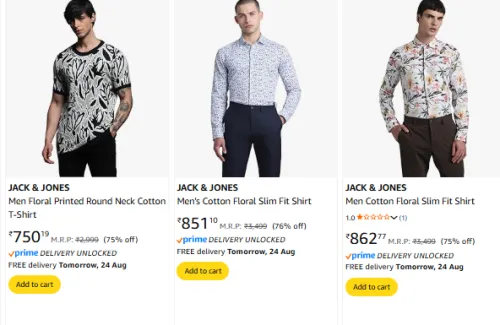 Image of Jack & Jone Men Fashion Shirt & T-shirt Minimum 70% Discount
