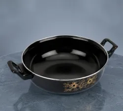 Jainpet Premium Black Kadhai with Side Handles Kadhai 22 cm diameter 5 L capacity (Cast Iron, Non-stick, Induction Bottom)