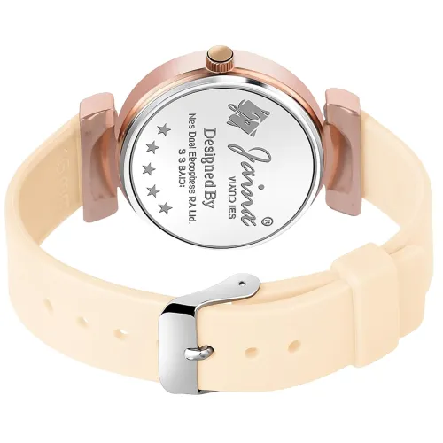 Image of jainx Beige Silicone Band Analog Watch - for Women JW8637
